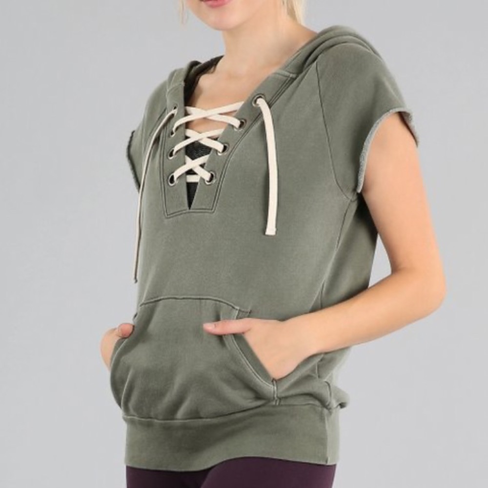 Avocado Classic Lace-up Hoodie in Olive Green Gray Size Small